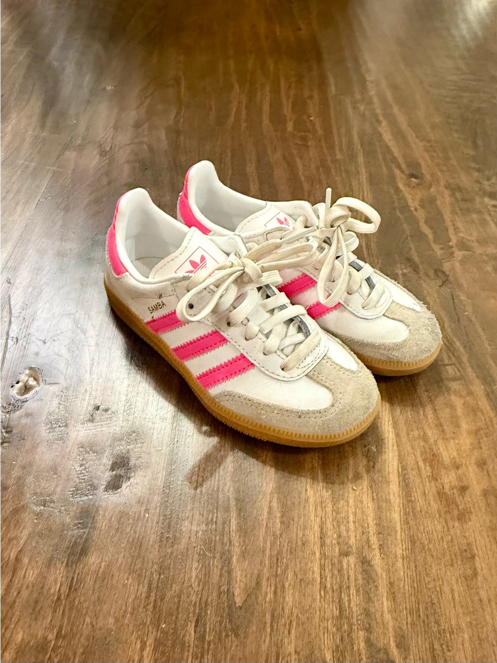 adidas Kids Samba Sneakers in White & Pink